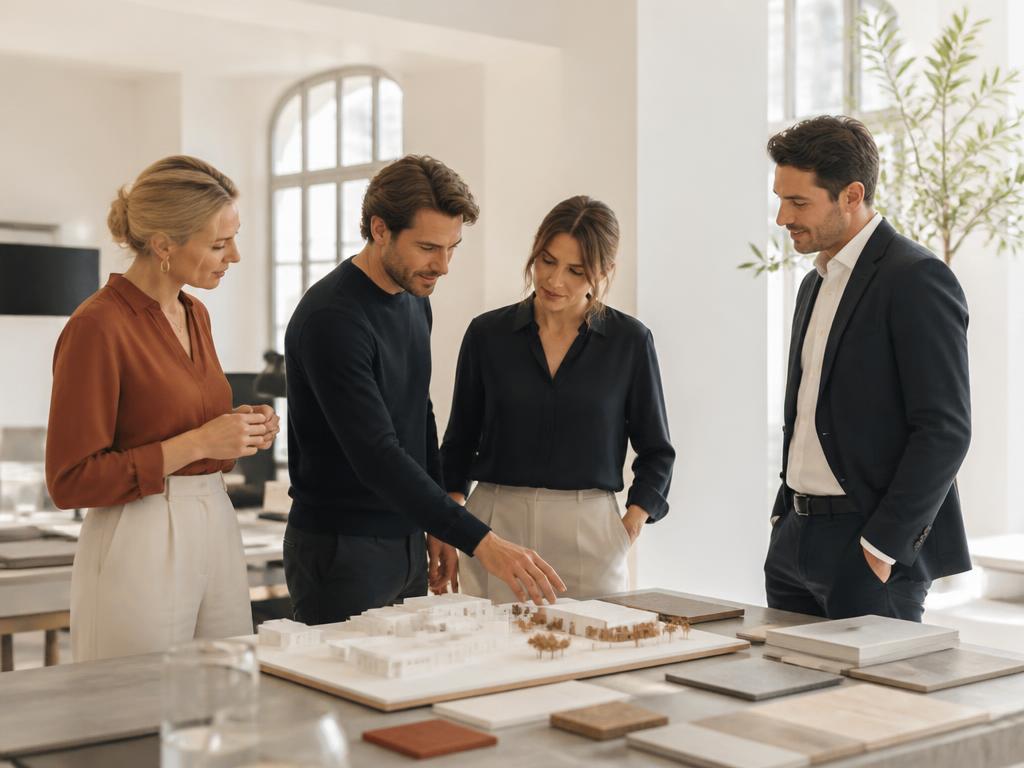 OSB Consulting team reviewing real estate development materials